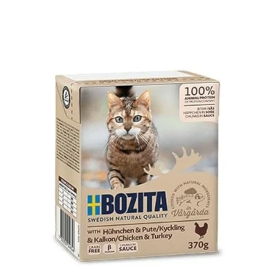 Afbeelding van 24x370g stukjes in Saus met Kip &amp; Kalkoen Bozita Kattenvoer