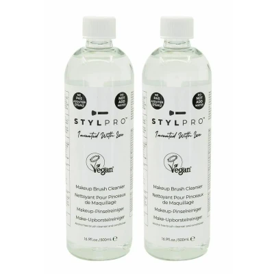 Afbeelding van Stylpro Vegan Makeup Brush Cleanser AND CONDITIONER, 2X PACK. Beautyaccessoire, Maat: 1000 ml, Transparant