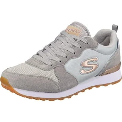 Image de Skechers Femme Retros OG 85 goldn Gurl Baskets, Gris Light Gray Suede Nylon Mesh Rose Gold Trim Ltgrey, 37 EU