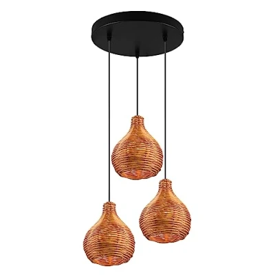 Afbeelding van Reality LED Hanglamp Hangverlichting E14 Fitting 3 lichts Rond Bruin Hout