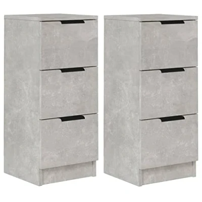 Afbeelding van vidaXL 2 x dressoir, kast, opbergruimte, voor woonkamer, console, telefoon, laden, huis, hout, multiplex, grijs, beton
