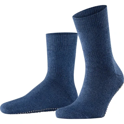 Afbeelding van Falke heren Homepads huissokken in wolblend met anti slip de kleur Blauw, maat: 39/42