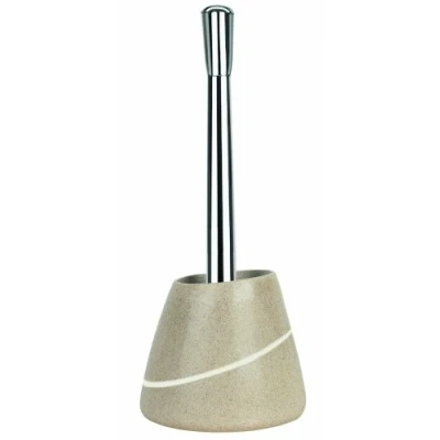 Afbeelding van Spirella Toiletborstelhouder, wc bezemhouder, &quot;Etna&quot;, set, om neer te zetten, natuursteenlook, van polyresin, 17 x 13 38 cm, zandbeige
