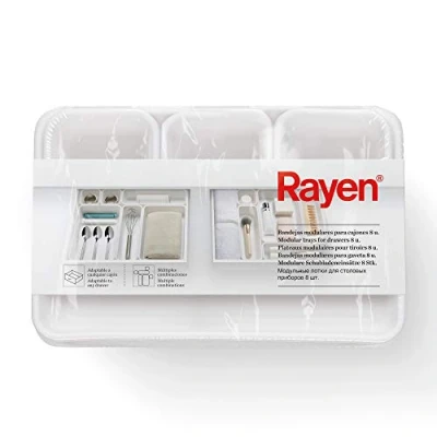 Afbeelding van Rayen Plank voor het organiseren van laden, 8 stuks, antislip onderkant, aanpasbaar aan elke lade, meerdere combinaties, wit