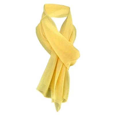 Afbeelding van TigerTie Chiffon sjaal voor dames, effen kleur, maten van de sjaal: 160 cm x 36 cm, Made in Italy, Geel.