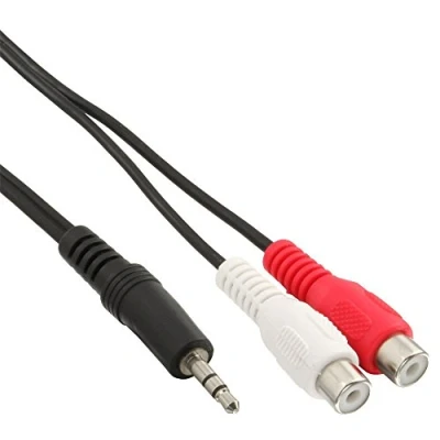 Afbeelding van Adapter kabel 3,5mm mini Jack mannelijk Tulp stereo 2RCA vrouwelijk 1 meter