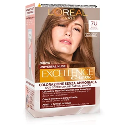 Afbeelding van L&#039;Oréal Paris Excellence universele nude permanente kleuring, zonder ammoniak, met reflectie, geschikt voor alle tinten, intensieve kleur lange houdbaarheid, blond 7u