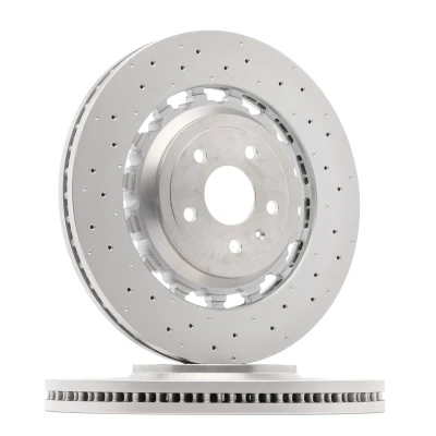 Afbeelding van BREMBO 09.D174.43 remschijf 370 34 5 geperforeerd/interne ventilatie, tweedelige Gecoat High carbon AUDI: TT Coupe, Roadster