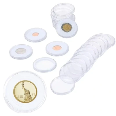 Afbeelding van Uncle Paul Set van 20 capsules voor 46 mm munten met 6 maten (16/21/26/31/36/46 mm) schuimrubberen afdichtingen muntcollectie
