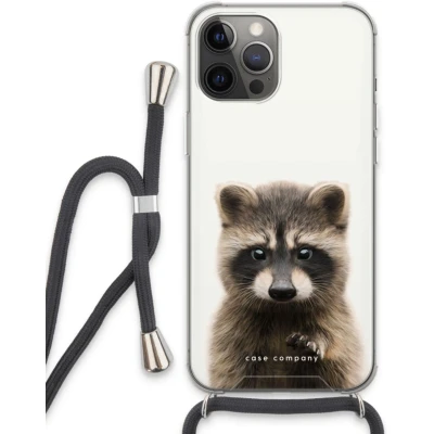 Afbeelding van Case Company® hoesje met Koord geschikt voor iPhone 13 Pro Max Rocco Telefoonhoesje Zwart Extra Bescherming aan alle Kanten en Over de Schermrand