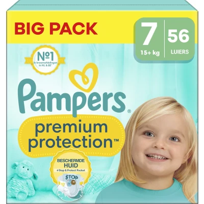 Afbeelding van Pampers Premium Protection Maat 7 Big Pack 56 luiers 15+ KG
