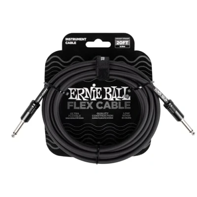 Image de Ernie Ball Flex Câble droit pour instrument Noir 6,1 m