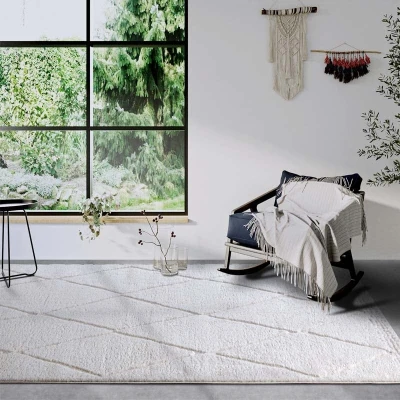 Afbeelding van Vloerkleed Perrotin Crème Wit 80x120cm 123vloerkleed.nl is de online webshop voor vloerkleden en woonaccessoires.