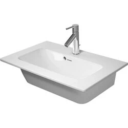 Afbeelding van Duravit ME by Starck meubelwastafel compact zonder kraangat met overloop 63x40cm wit Minimalistisch design