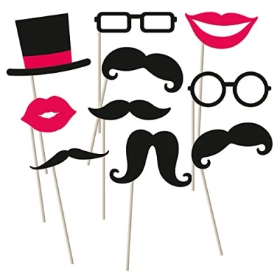 Afbeelding van Photo Booth Props Kit Moustache Snor roze