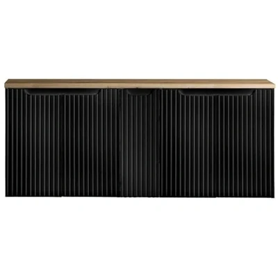 Afbeelding van Wastafelonderkast Newport 140x60x40 cm zwart en eikenkleurig [en.casa]