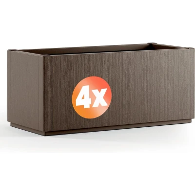 Afbeelding van Casaria Plantenbak Set van 4 Vorstbestendig 80l 80x36x35cm Bruin