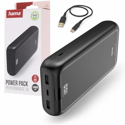 Afbeelding van Hama Powerbank 24000 mAh Fast Charge LiPo Antraciet