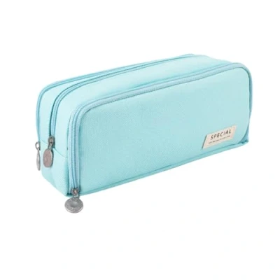Afbeelding van iSuperb Pennenetui met rits en 3 compartimenten, grote capaciteit, pennenzak voor tienermeisjes, school kantoor, blauw, Blauw