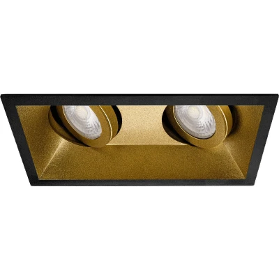 Afbeelding van Premium Inbouwspot Yaro Zwart Met goud Verdiepte dubbele spot Extra Warm Wit (2700K) Philips LED