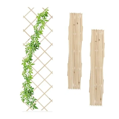 Afbeelding van trellis hout set van 3 180 x 60 cm muur klimplanten natuur