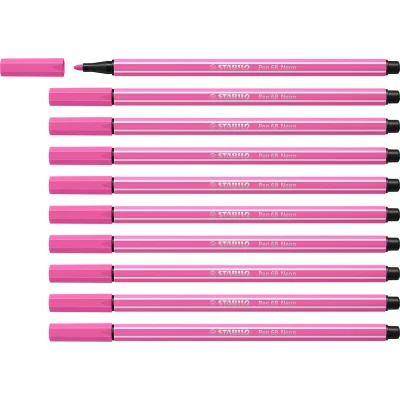 Afbeelding van STABILO Pen 68 Premium Viltstift Neon Roze Doos 10 stuks