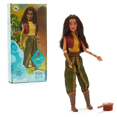 Afbeelding van Disney Store Pop voor kinderen, Raya, Raya en de laatste draak, 28 cm, met borstel gevormde details, volledig beweegbaar speelgoed klassieke outfit, geschikt kinderen vanaf 3 jaar