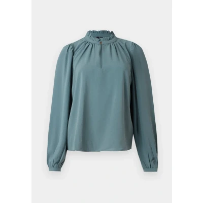 Afbeelding van Vero Moda Blouse Vmani Ls Frill Top Wvn Ga 10334521 Stormy Weather Dames Maat XS
