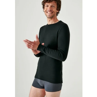 Afbeelding van Damart Thermolactyl T shirt met lange mouwen, geborstelde fleece Heren Zwart (126 133) 3XL