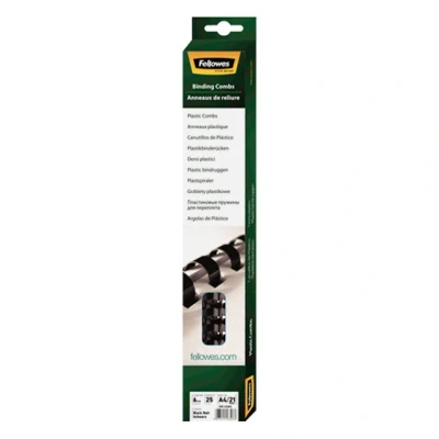 Image de Pack de 25 Anneaux reliure Fellowes 6 mm en plastique Noir