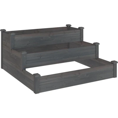 Afbeelding van Plantenbak verhoogd 120x120x56 cm massief vurenhout grijs