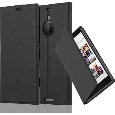 Afbeelding van Cadorabo Hoesje geschikt voor Nokia Lumia 1520 in ZWARTE NACHT Beschermhoes met magnetische sluiting, standfunctie en kaartvakje Book Case Cover Etui