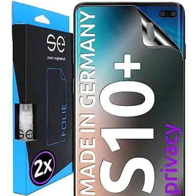 Afbeelding van S.E Samsung Galaxy S10 Plus Screen Protector, 2 stuks, anti spyon, stofvrij, luchtbelvrij, beschermfolie voor