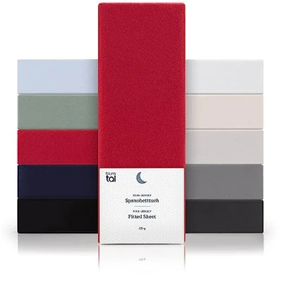 Afbeelding van Blumtal Basics hoeslaken 180 x 200 cm katoen 1 stuk matrashoogte tot 15 zacht en ademend rood