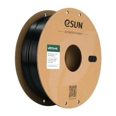 Afbeelding van eSUN PETG filament 1,75 mm, ePETG + HS voor 3D printers, hoge snelheid, maatnauwkeurigheid +/ 0,05 spoel van 1 kg (2,2 lbs) snel printen, effen zwart