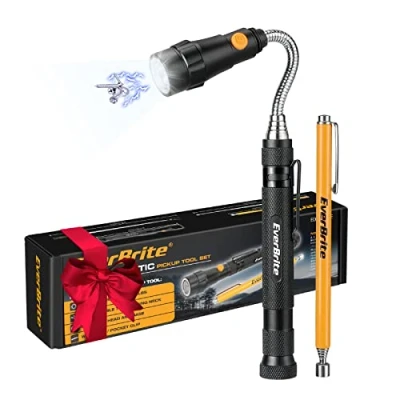 Afbeelding van EverBrite Magneetlifter Zaklampen Set van 2 LED lampen met Flexibele Klauwgrijpers en Sterke Magneetstaaf Perfecte Cadeaus voor Mannen