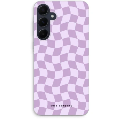 Afbeelding van Case Company® hoesje geschikt voor Samsung Galaxy A55 Grid Paars Soft Cover Telefoonhoesje Bescherming aan alle Kanten en Schermrand