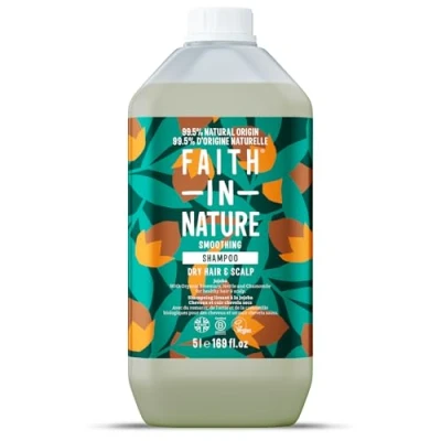 Afbeelding van Faith in Nature Jojoba Natuurlijke shampoo, gladmakend, veganistisch en dierproefvrij, SLS parabenen, normaal of droog haar, navulbare fles van 5 l
