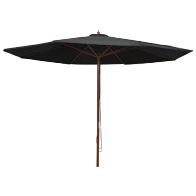 Afbeelding van vidaXL Outdoor parasol met houten mast, 350 cm, zwart
