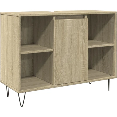 Afbeelding van Badkamerkast 80x33x60 cm bewerkt hout sonoma eikenkleurig