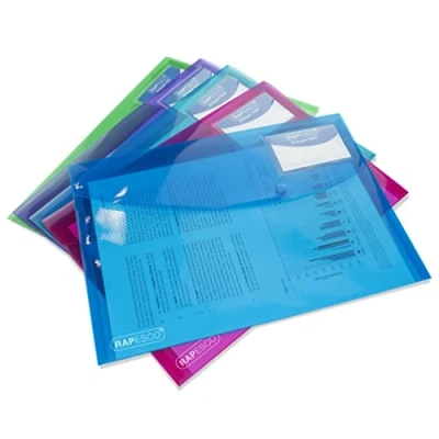 Afbeelding van Rapesco 0700 documentenmap ID, A4+, levendige kleuren, transparant, 5 stuks