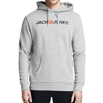 Image de JACK &amp; JONES Homme Sweatshirt capuche Jjecorp Logo Sweat Hood Noos, Gris (Light Grey Melangegrau), XL
