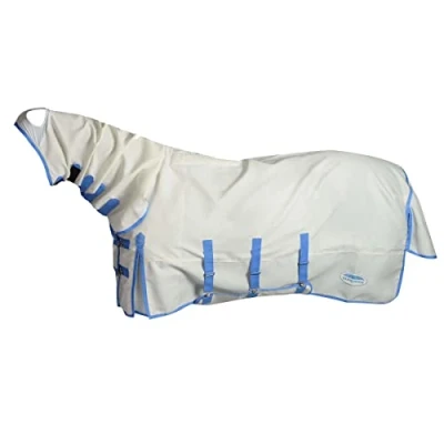 Afbeelding van Weatherbeeta Eczeemdeken Sweet Itch Combo Neck Wit/Blauw 155/205