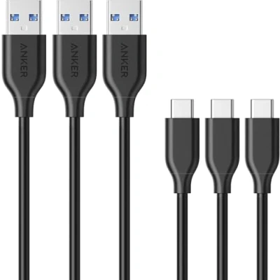 Image de Lot de 3 Câbles USB C vers 3.0 [90 cm] Powerline avec Résistance 56k ohms pour Appareils Type
