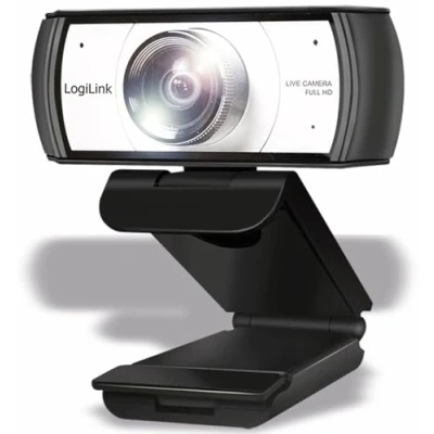 Afbeelding van LogiLink UA0377 HD USB conferentiewebcam, 120 graden ultragroothoeklens, dubbele microfoon met ruisonderdrukking, handmatige scherpstelling voor videoconferenties en live streaming, zwart