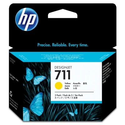 Image de HP 711 pack de 3 cartouches d&#039;encre DesignJet jaune, 29 ml