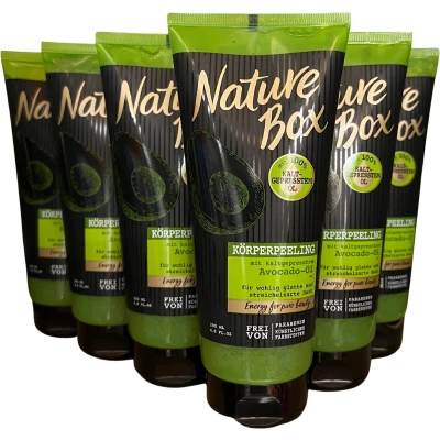 Afbeelding van Nature Box Avocado Bodypeeling Lichaamsverzorging Voordeelverpakking 6 x 200 ml