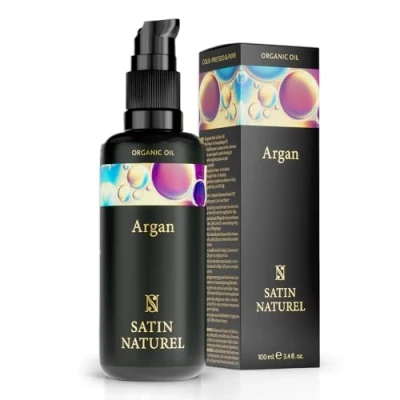 Afbeelding van Satin Naturel Bio Haarolie met Arganolie Haar en Hoofdhuid olie voor droog haar, Argan een natuurlijke haargroei glanzend 100% puur Vegan zowel haarverzorging als huidverzorging, 100ml