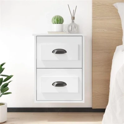 Afbeelding van vidaXL Nachtkastjes 2 st wandgemonteerd 41,5x36x53 cm hoogglans wit