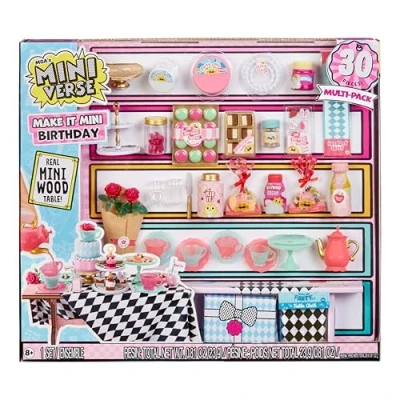 Afbeelding van MGA&#039;s Miniverse Make It mini Birthday Multipack verzamelobjecten, doe het zelf, harsspel, replica&#039;s van voorwerpen, nieuwigheid, piñata, verzamelaars en kinderen vanaf 8 jaar, niet eetbaar